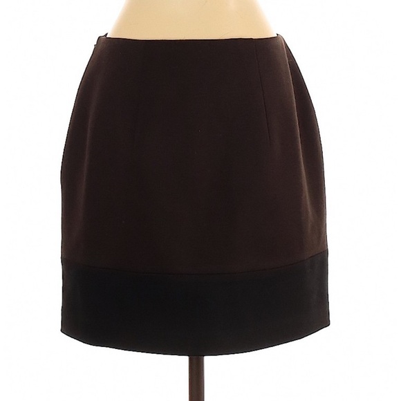 Tahari Elena Color Block brown/Black mini Skirt 4 - Picture 2 of 6